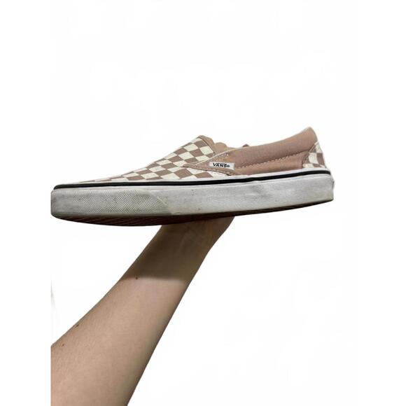 {SOLD} Vans Classic Slip-on White Taupe Checkerboard Canvas Skate Shoe- Size 7.5 - Picture 7 of 9
